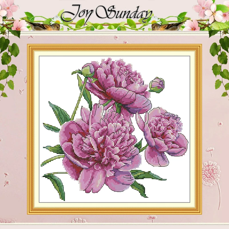 

Peony Flower Patterns Counted Cross Stitch Set DIY 11CT 14CT 16CT Stamped DMC Cross-stitch Kit Embroidery Needlework Crafts