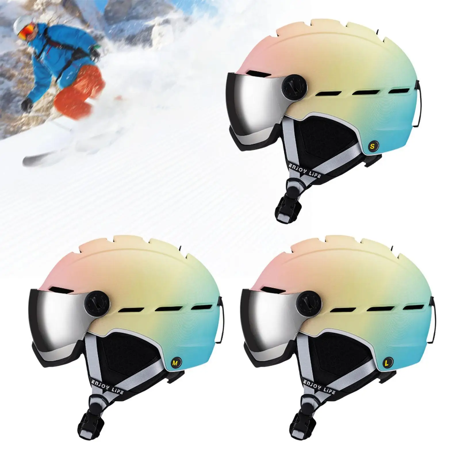 Ensemble casque et lunettes de ski, réglable, confortable, portable, neige