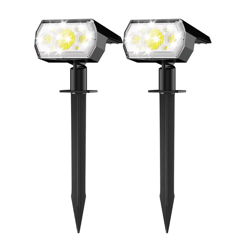 ABUH-Outdoor Waterproof Solar Spot Lights 2 In 1 Solar Powered Landscape For Outside Yard Garden Tree Lawn Pathway Warm Light