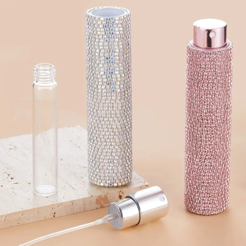 1pc Perfume Bottle 10ml Travel Bling Pocket Size Mini Refillable Perfume Atomizer Glitter Spray Bottles Crystal Perfume Bottle