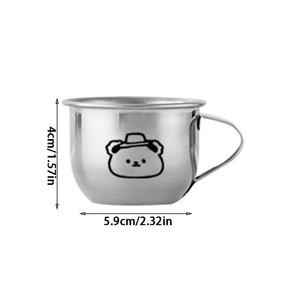 

80/200/400ML Kid Water Cup Bear Design with Handle Tea Milk Cup Stainless Steel Drop-resistant Milk Cup