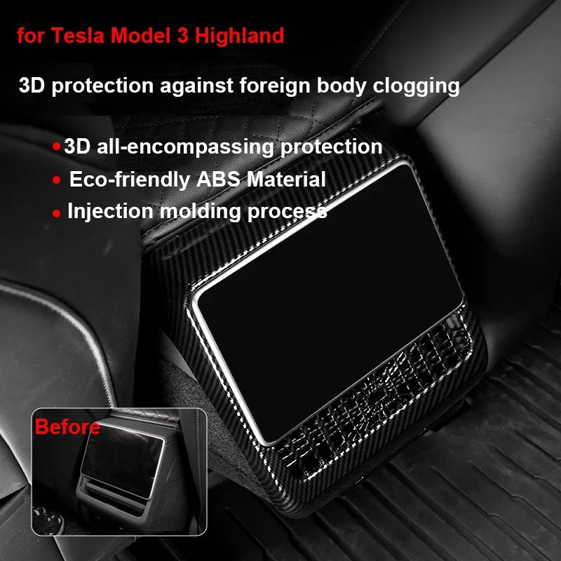 غطاء كسوة مخرج الهواء الخلفي لتسلا ، واقي الإطار ، ألياف الكربون ABS ، لوحة مكيف ، طراز جديد 3 ، هايلاند ، ملحقات الإطار