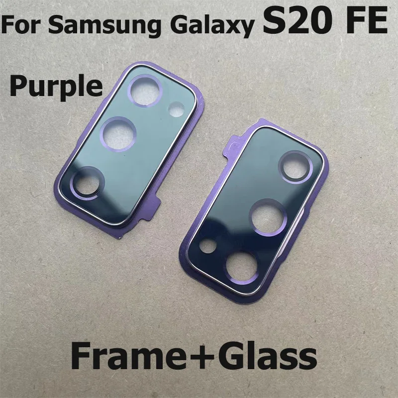 New For Samsung Galaxy S20 FE Back Camera Glass Rear Lens Cover With Frame Glue Sticker Adhesive