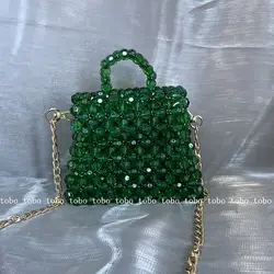 Mini Bead Bag Designer Handmade Transparent Bags for Women Clear Acrylic Beaded Box Totes Handbag Women Small Pearls Purse 2022