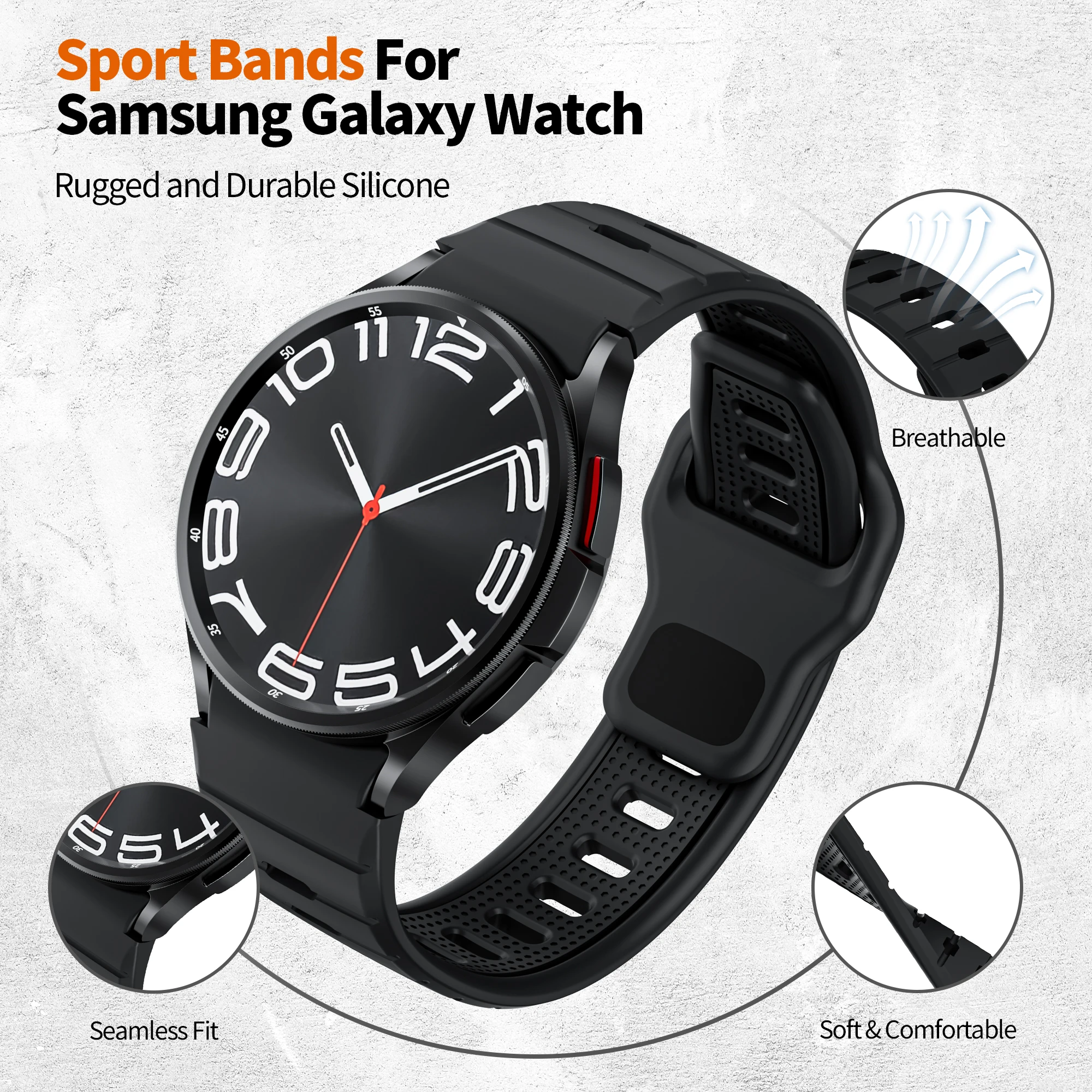 Pulseiras para samsung galaxy watch 7 6 4 clássico 5 pro 40mm 44mm silicone esporte sem lacunas pulso correa pulseira galaxy watch 7 banda