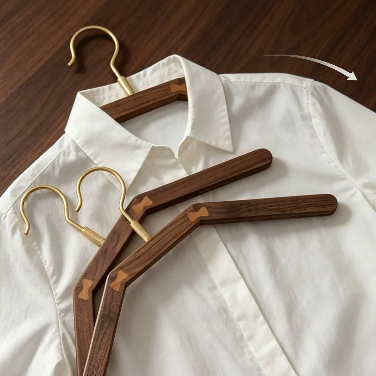 Walnut Wood Rotating Hanger – Non-Slip Mark-Free Wooden Clothes Hanger, Space-Saving Wardrobe Organizer 3pcs