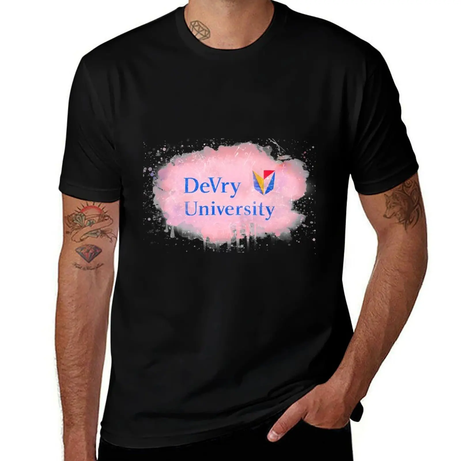 DeVry University-Phoenix Rustic Watercolor Logo T-Shirt Soft Touch Basic Cotton T-Shirt