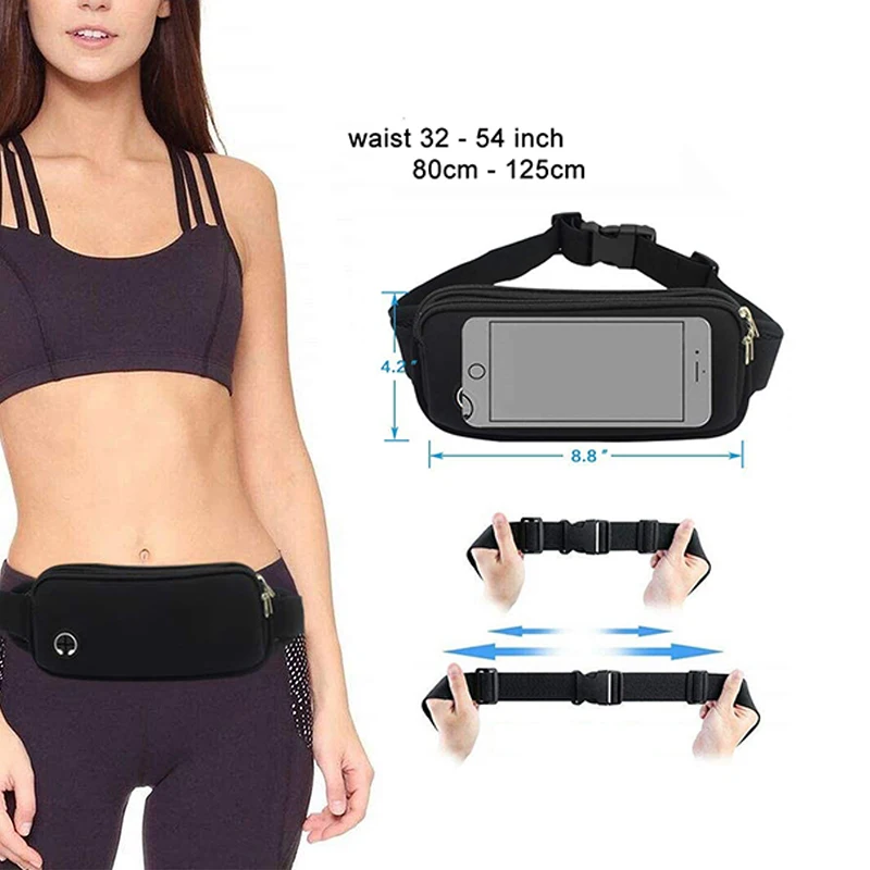 Adjustable Strap Waist Bag Running Sports Fanny Packs Phone Holder Belt Bags Waterproof Gym Fitness Pouch Causal Chest Purse