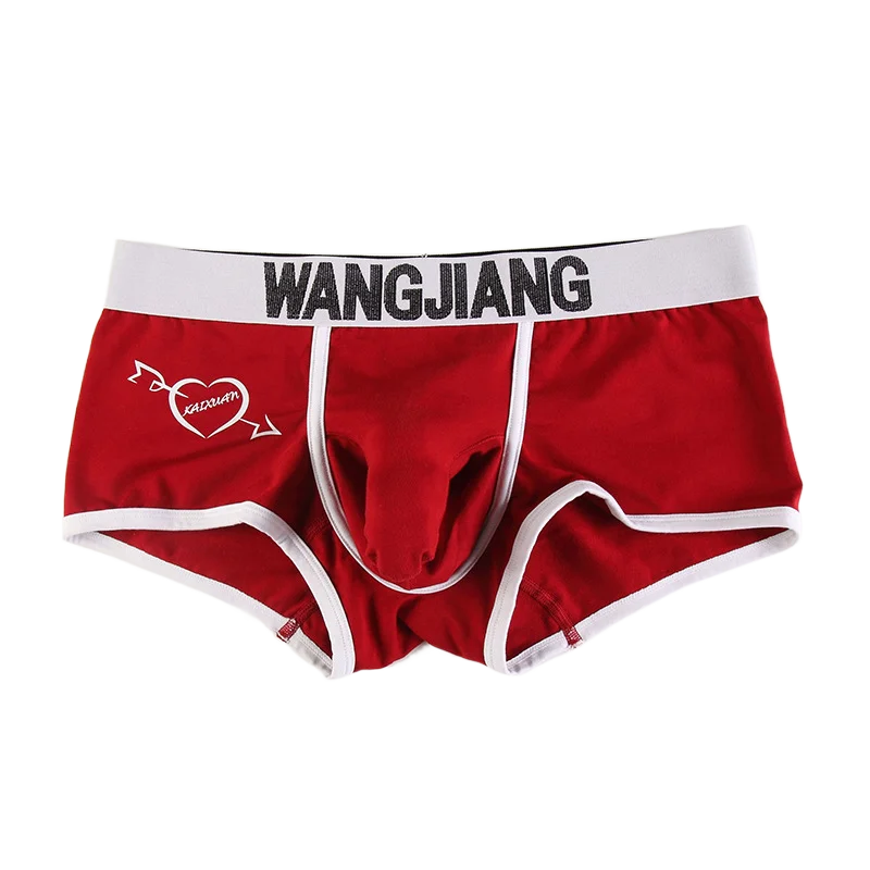 Heart Print Elephant Nose Underwear Men Boxer Shorts Cotton Sexy Panties Low Rise Breathable Comfy Lingerie Male Wangjiang