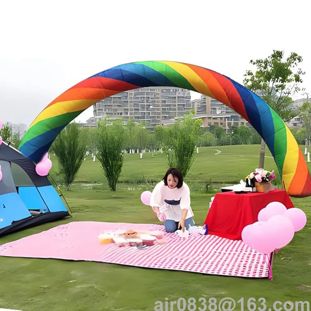 Custom Inflatable Rainbow Arch Balloon Colorful Advertising Birthday Archway Welcome Gate For Outdoor Party Event Decoration