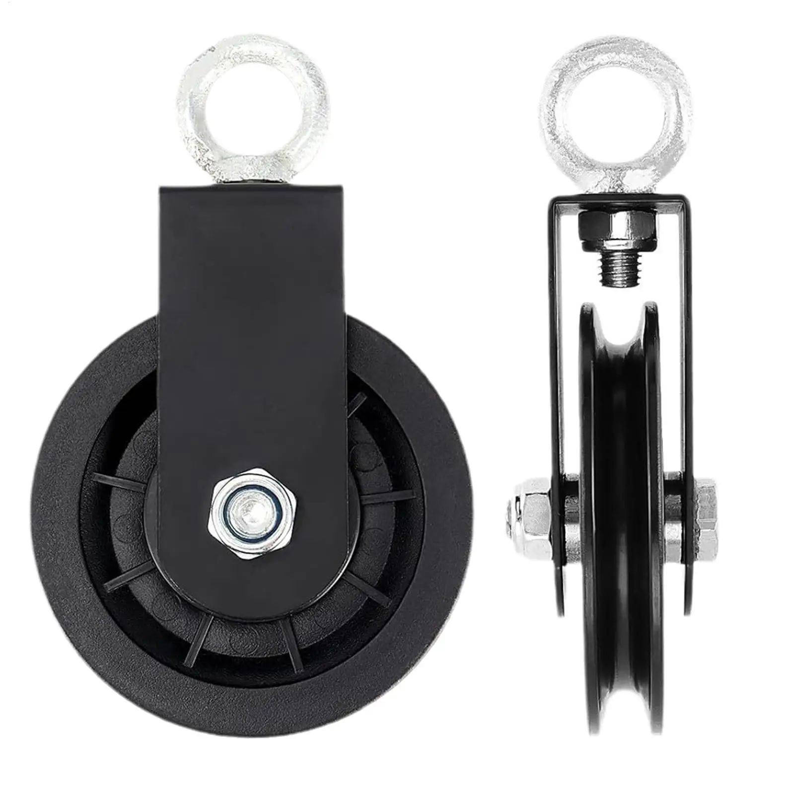 Gym Pulley Wheel Heavy Duty Steel Smooth Fitness Equipment 2 Pieces Home Gym Cable Pulley System for Workout Clotheslines Cranes