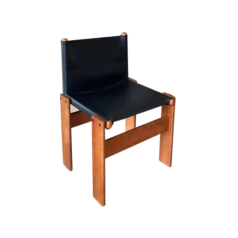 Oak Vintage Monk Chair, Heavy-Duty Industrial Backrest Dining Chair, Breathable Wabi-Sabi Lounge Chair for Homestay & Home Decor