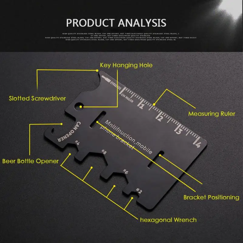 Stainless Steel Mobile Phone Holder Stand Multifunctional Pocket Card Multi-Tools Beer Opener EDC Tighten Screws Tool Kits
