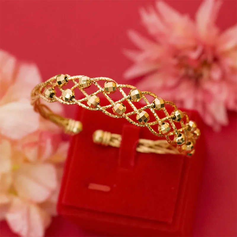 

Xiaohongshu Style Disco Flashing Laser Bead Bracelet Enamel Hollow Open Bracelet Cross-border Hot-selling Popular Items Source