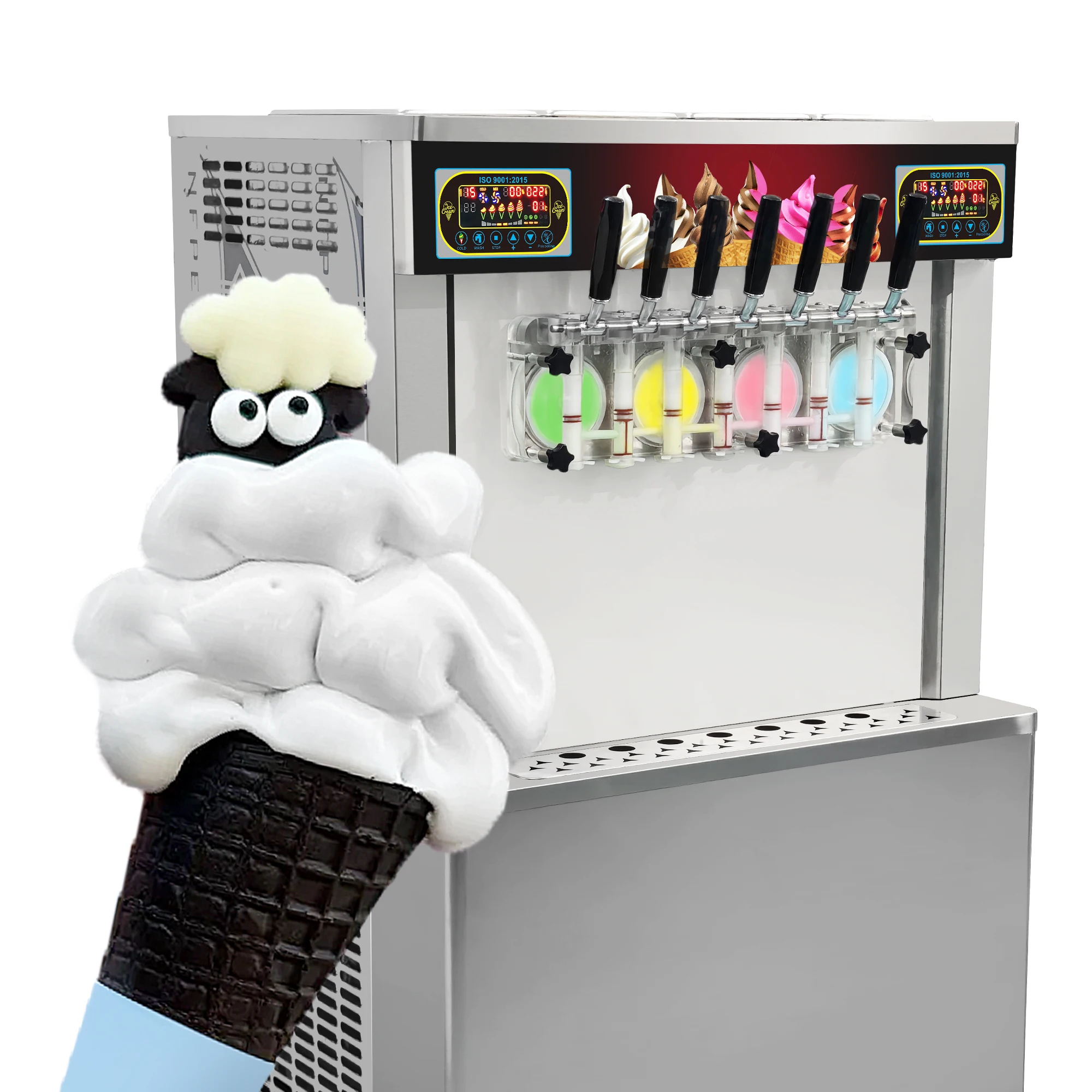 Factory price Mvckyi Commercial Soft Ice Cream Machine 4+3 mixed Serve Sundae Maker