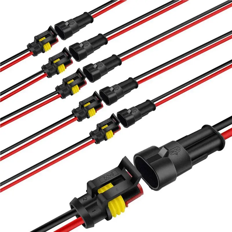 【CUSTOMER FAVORITE】20 Pair 2 Pin Way Waterproof Electrical Wire Connector Plug Set Car Connectors With Cable For Motorcycle, Sco