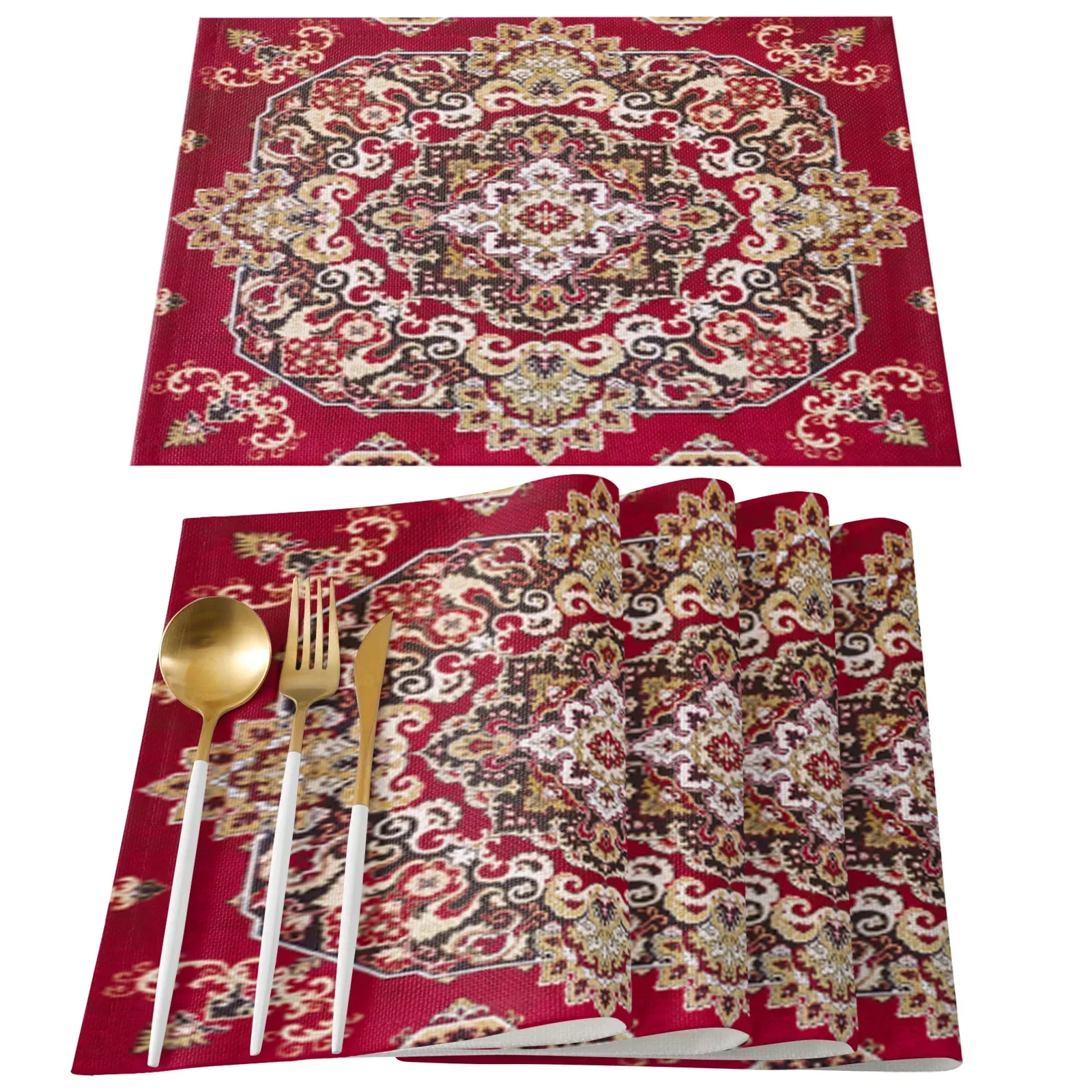 1Pcs Placemat Persian Rug Table Mat For Dining Table Kitchen Accessories Coffee Tea Coaster