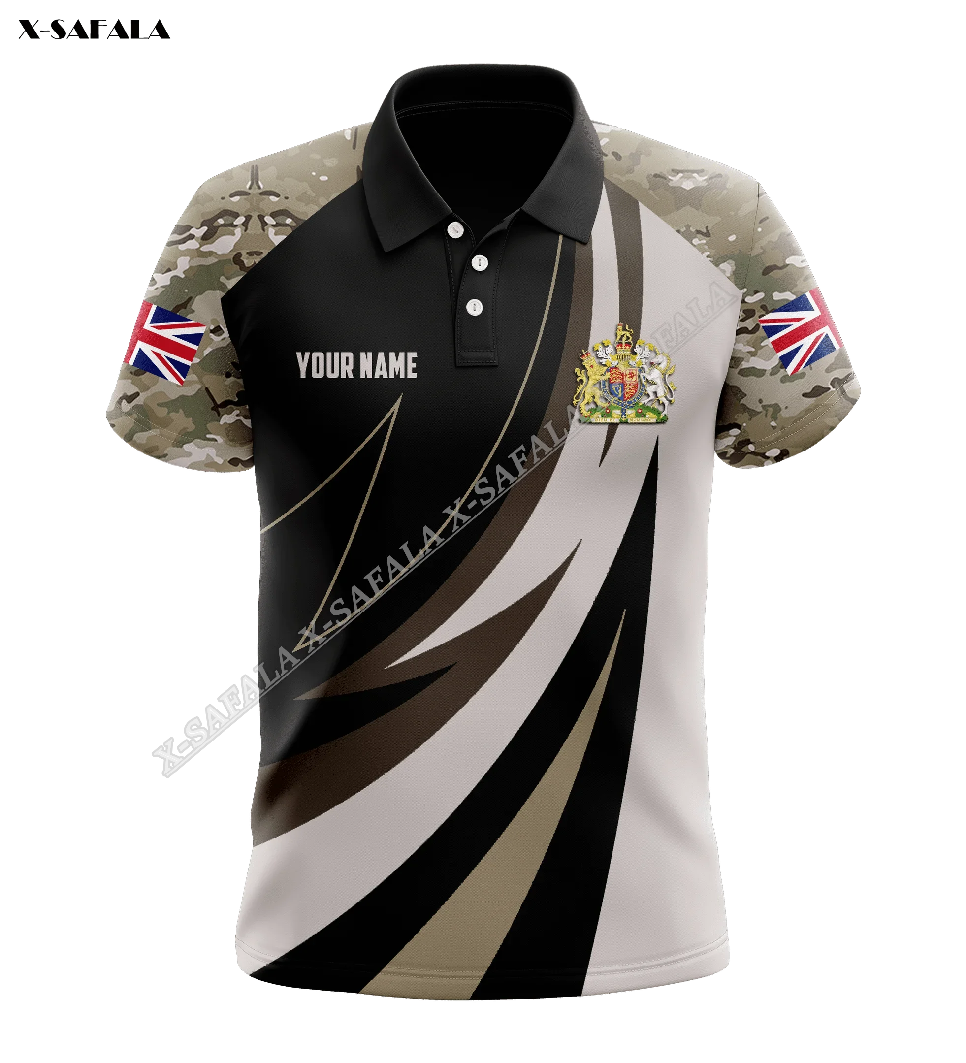 

United Kingdom British UK Flag Map Camo Army 3D Printed Men Adult Polo Shirt Collar Short Sleeve Top Tee Breathable Anti Shrink