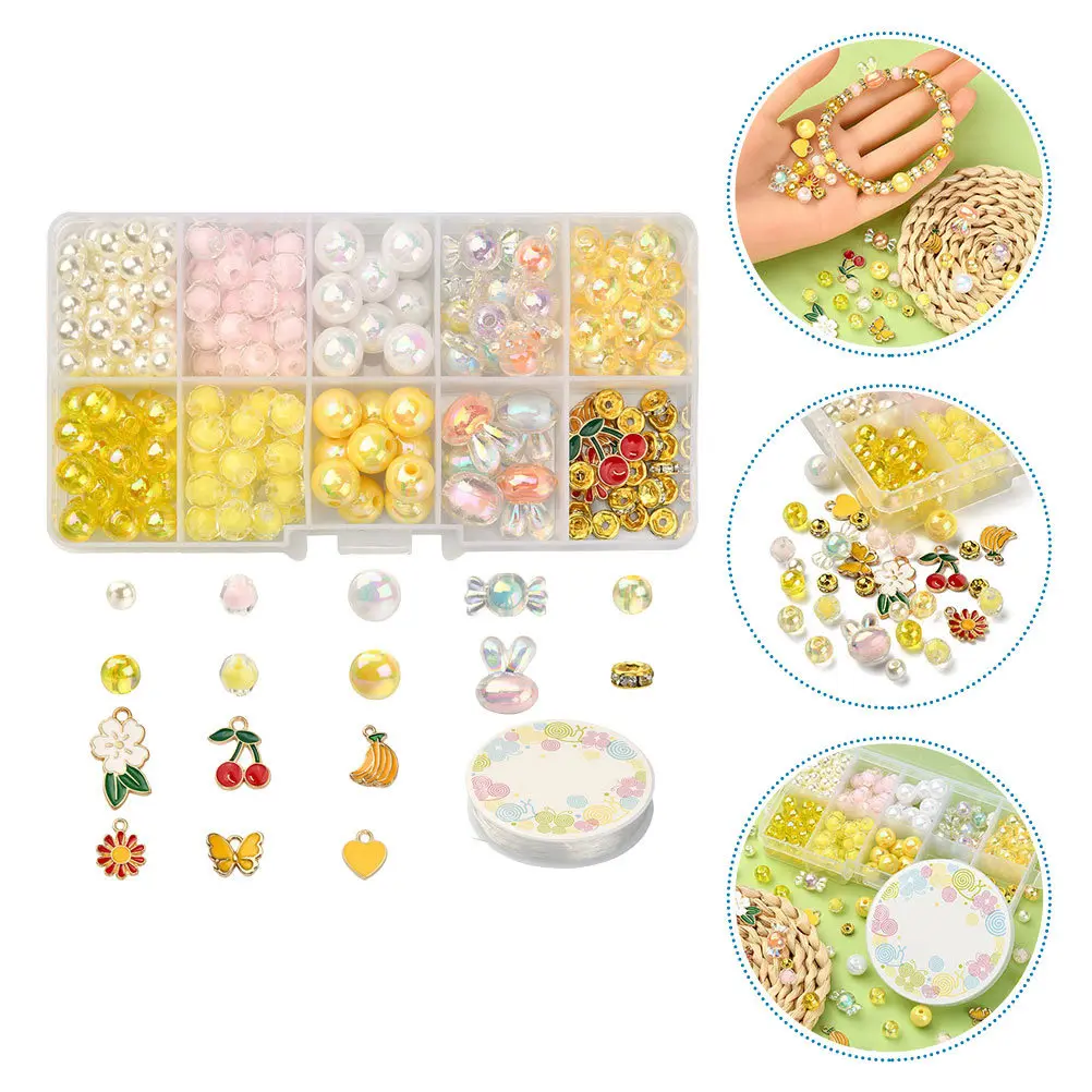 DIY Charm Bracelet Making Kit with Acrylic & Alloy Beads for Bracelets, Earrings, Necklaces, Keyrings – 1 Set
