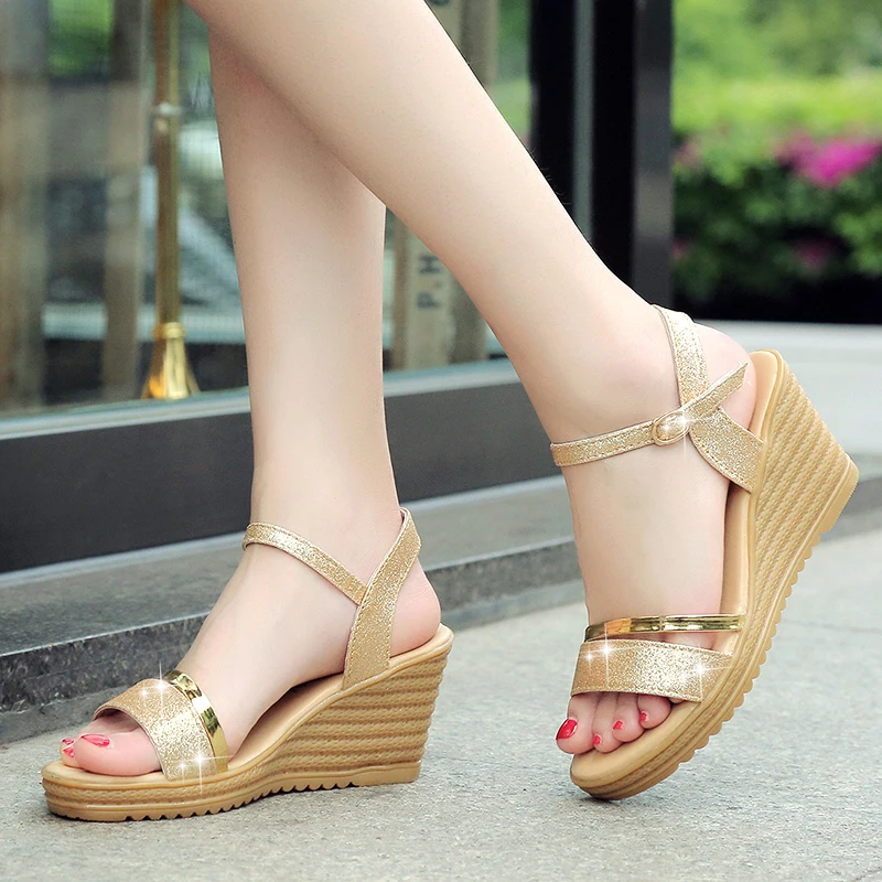 

Women Wedges Sandals 2025 New Summer Fashion Solid Color Shoes for Women High Heels Platform Designer Sandals Zapatos De Mujer