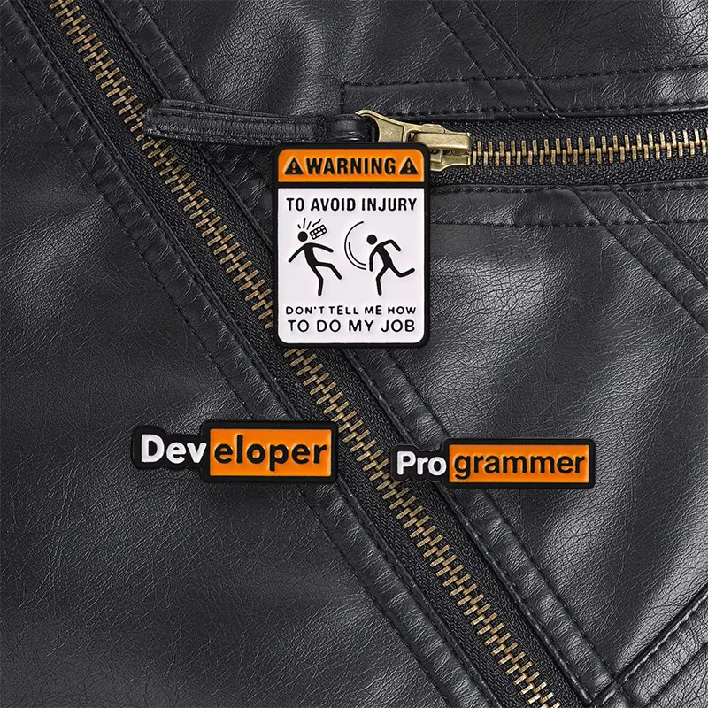 Warning Dont Tell Me How To Do My Job Enamel Pin, Programmer Meme Sign Brooch For IT Professionals And Tech Style
