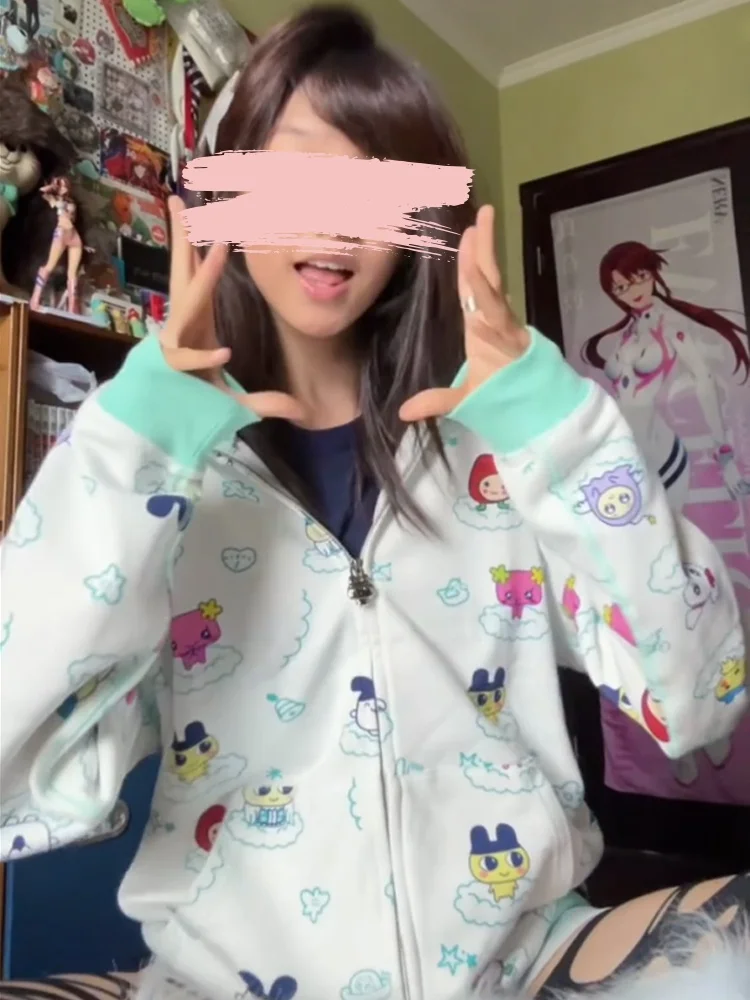 Sweat à capuche avec oreilles d'ours de dessin animé pour femme, Cardigan ouvert avec fermeture éclair, Double capuchon, couleur Jaet, coréen, printemps-automne