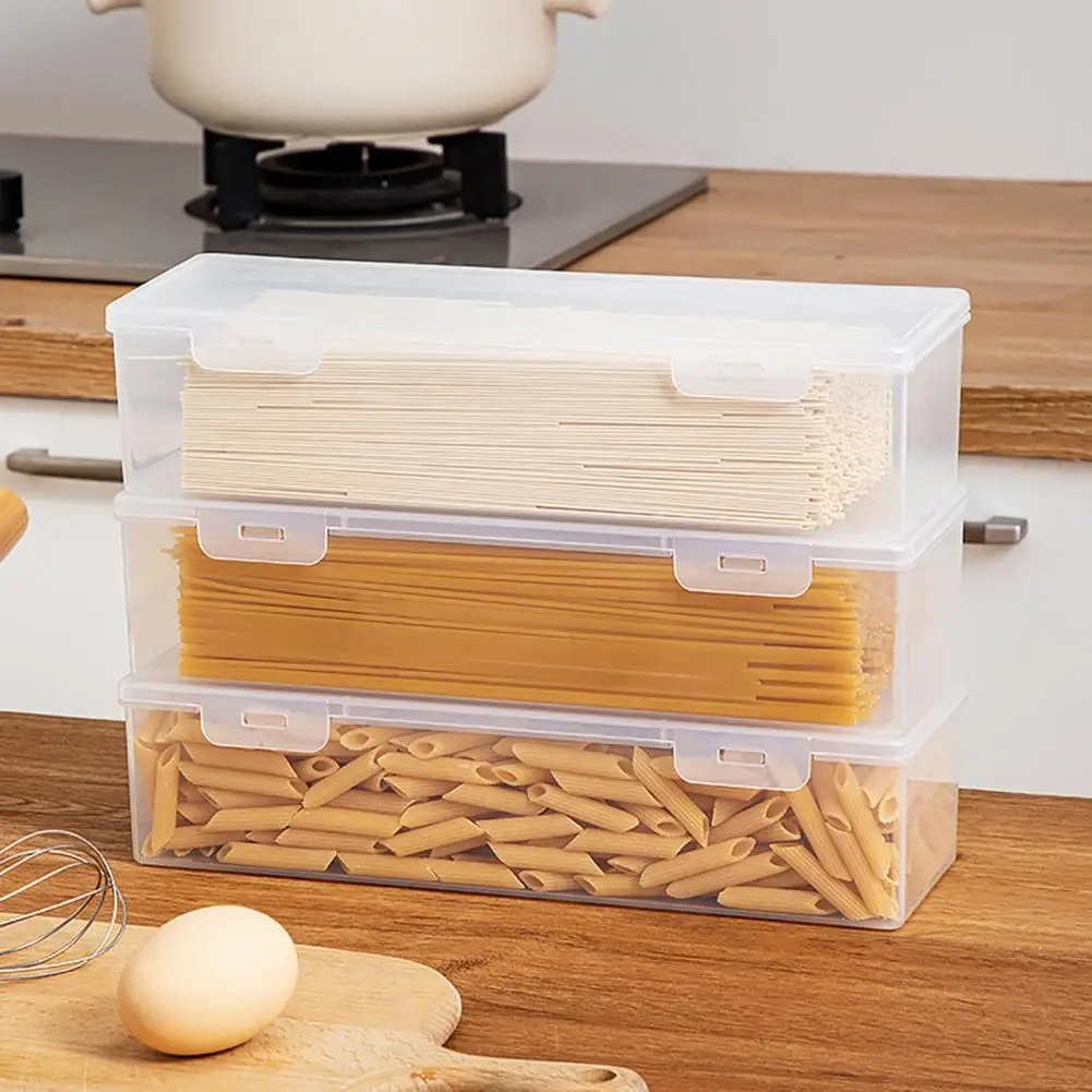 1560ml Spaghetti Box Lid Transparent Storage Box Dry Noodles Storage Box Refrigerator Food Container Kitchen Supplies