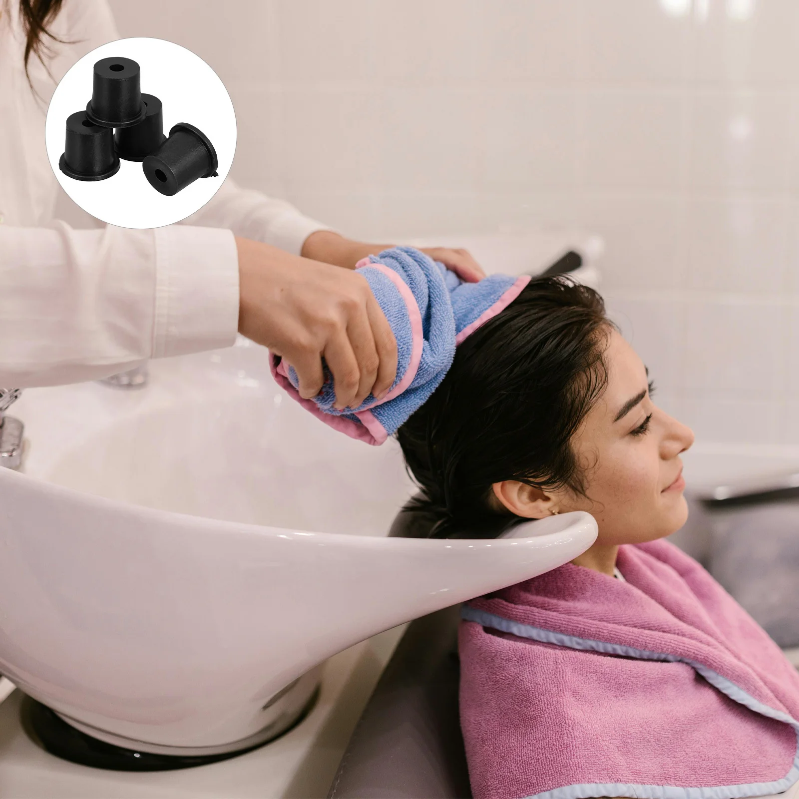 

1 set 1 Set Shampoo Bed Replacement Parts Anti-Slip Rubber For Easy Installation Durable Salon Use Hair Washing Chair Fittings