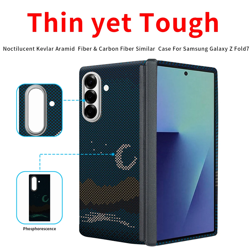 

Carbon fiber aramid magnetic case for samsung galaxy z fold 7 case Kevlar thin Lightweight Cover fabric thin hard red premium