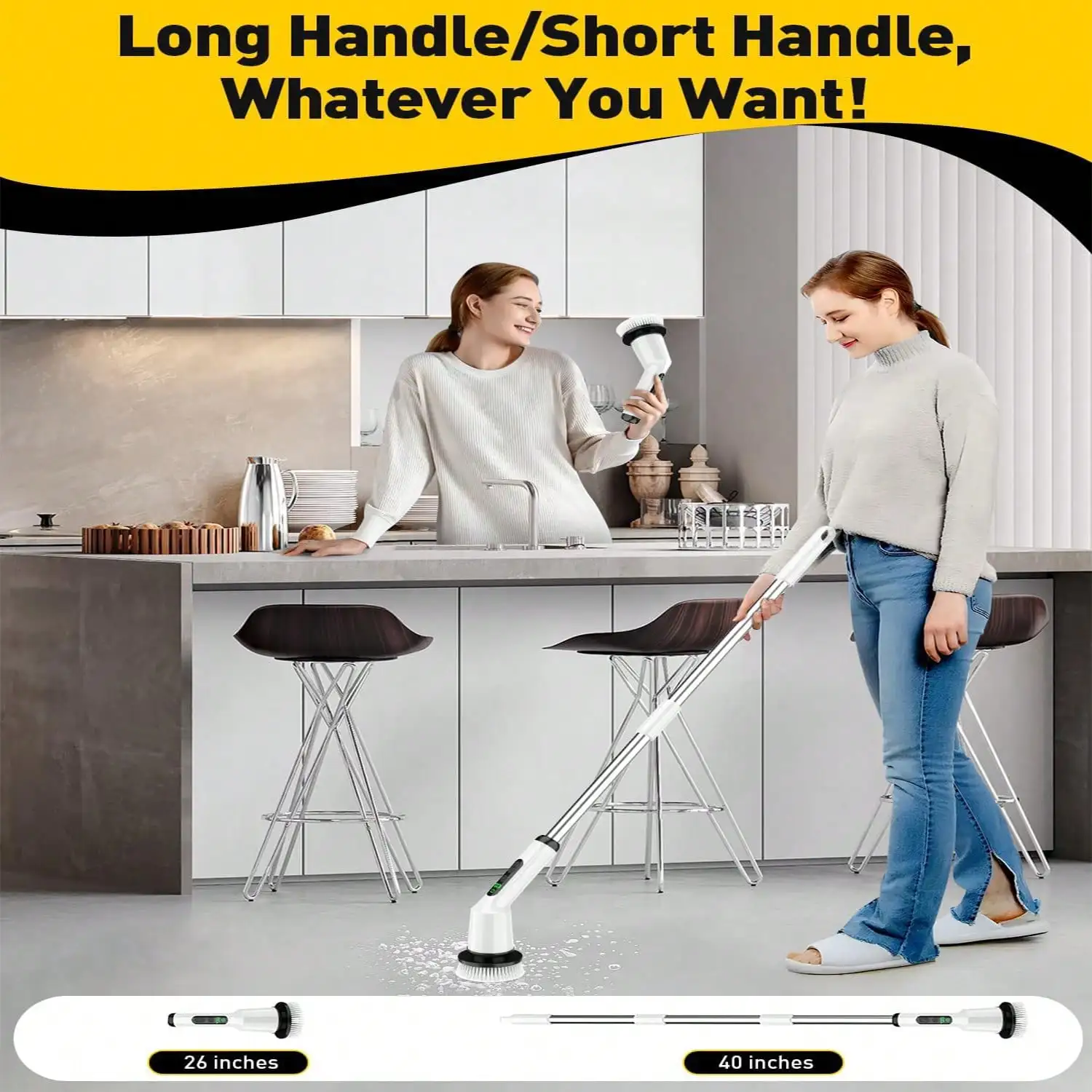 Elektrischer Schleuderschrubber, 2500 mha wiederaufladbare kabellose Reinigungsbürste, IPX7 Badezimmerwäscher, Duschschrubber mit 9 austauschbaren