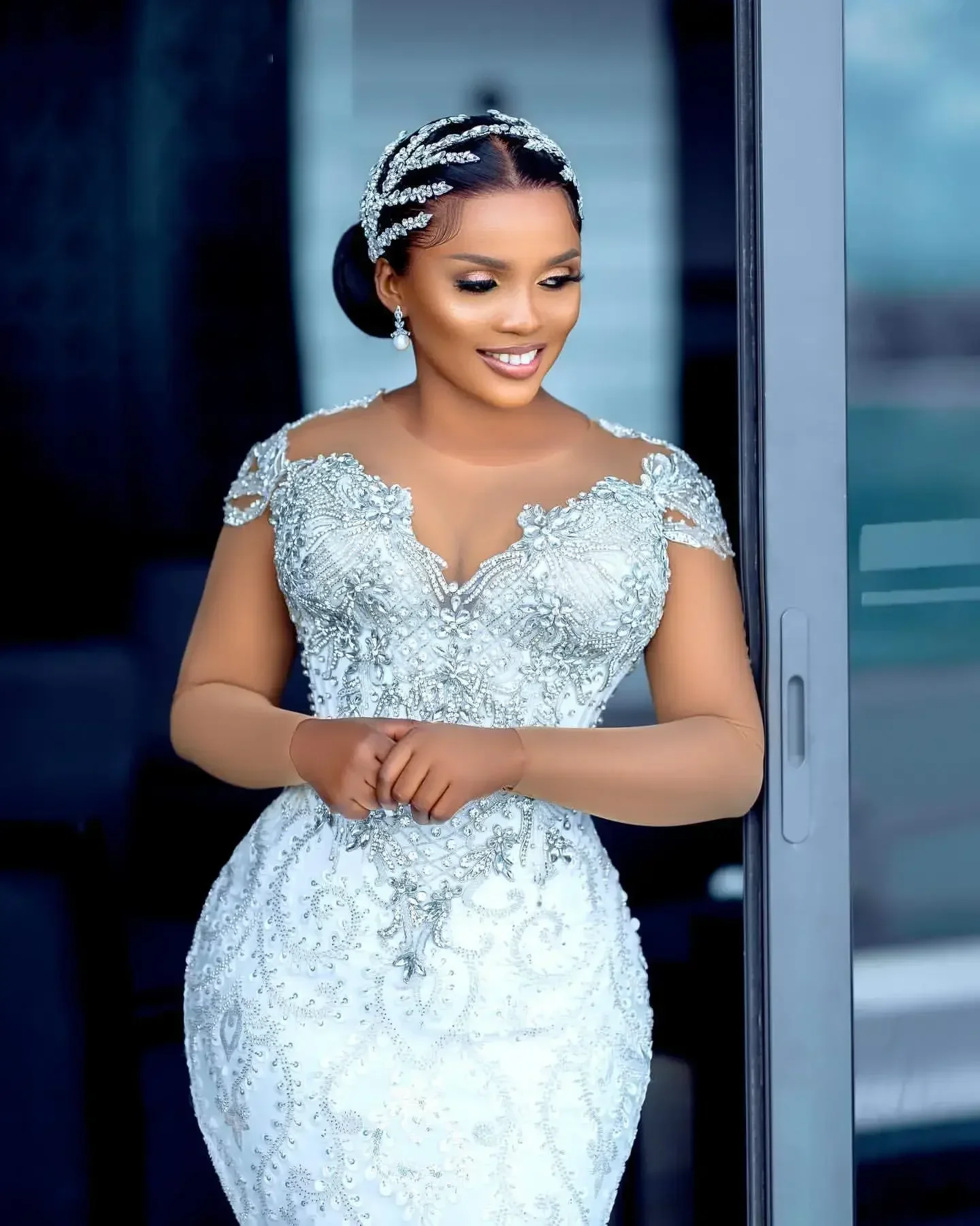 

Индивидуальные арабские Aso Ebi размера плюс, кружевные, расшитые бисером, свадебные кристаллы, ярусы, атласные свадебные платья, платья