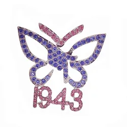 Hollow Butterfly Pink Blue Sorority Years 1943 Pin Greek Social Gamma Phi Delta Brooch Jewelry For Lady
