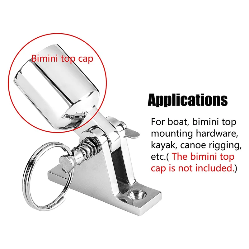

1 комплект шарнира верхней палубы бимини с быстроразъемным штифтом, фурнитура для верхней установки бимини 90 ° Палубная петля из нержавеющей стали