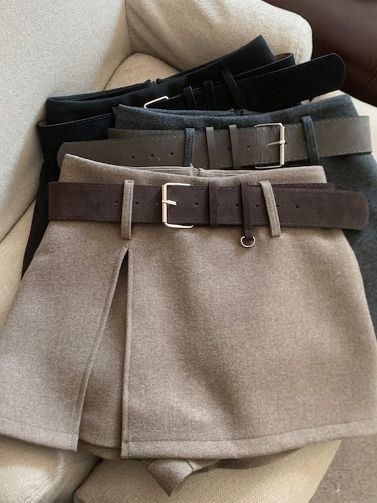 

Шерстяная юбка Thiened, новая коллекция осень-зима, женская модная юбка А-силуэта средней длины с подкладкой, повседневная одежда