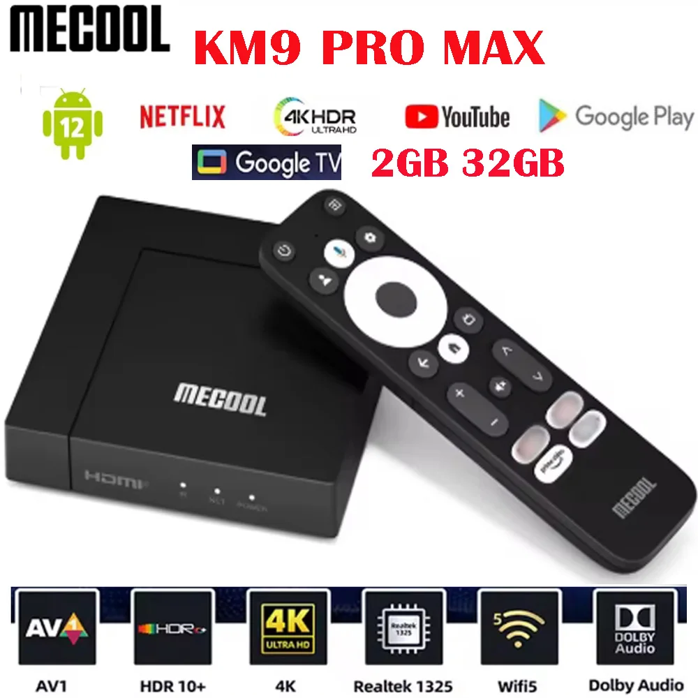 [Подлинная] Новейшая ТВ-приставка MECOOL KM9 PRO MAX Android12 Realtek1325-B 4K HDR 2T2R Сертифицированная Google Smart TV Box Обновление формы KM9 Pro