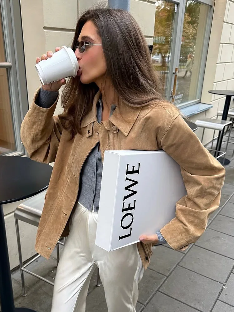 HH امرأة الخريف معاطف فضفاضة غير رسمية الصلبة بدوره إلى أسفل طوق جيوب واحدة الصدر المرأة موضة سترات بأكمام طويلة 2025 #4