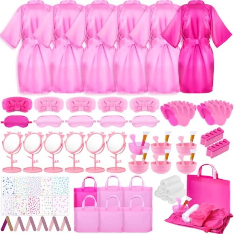 

Spa Party Supplies for Girls 6 Satin Robes Spa Birthday Sleepover Supplies Kit