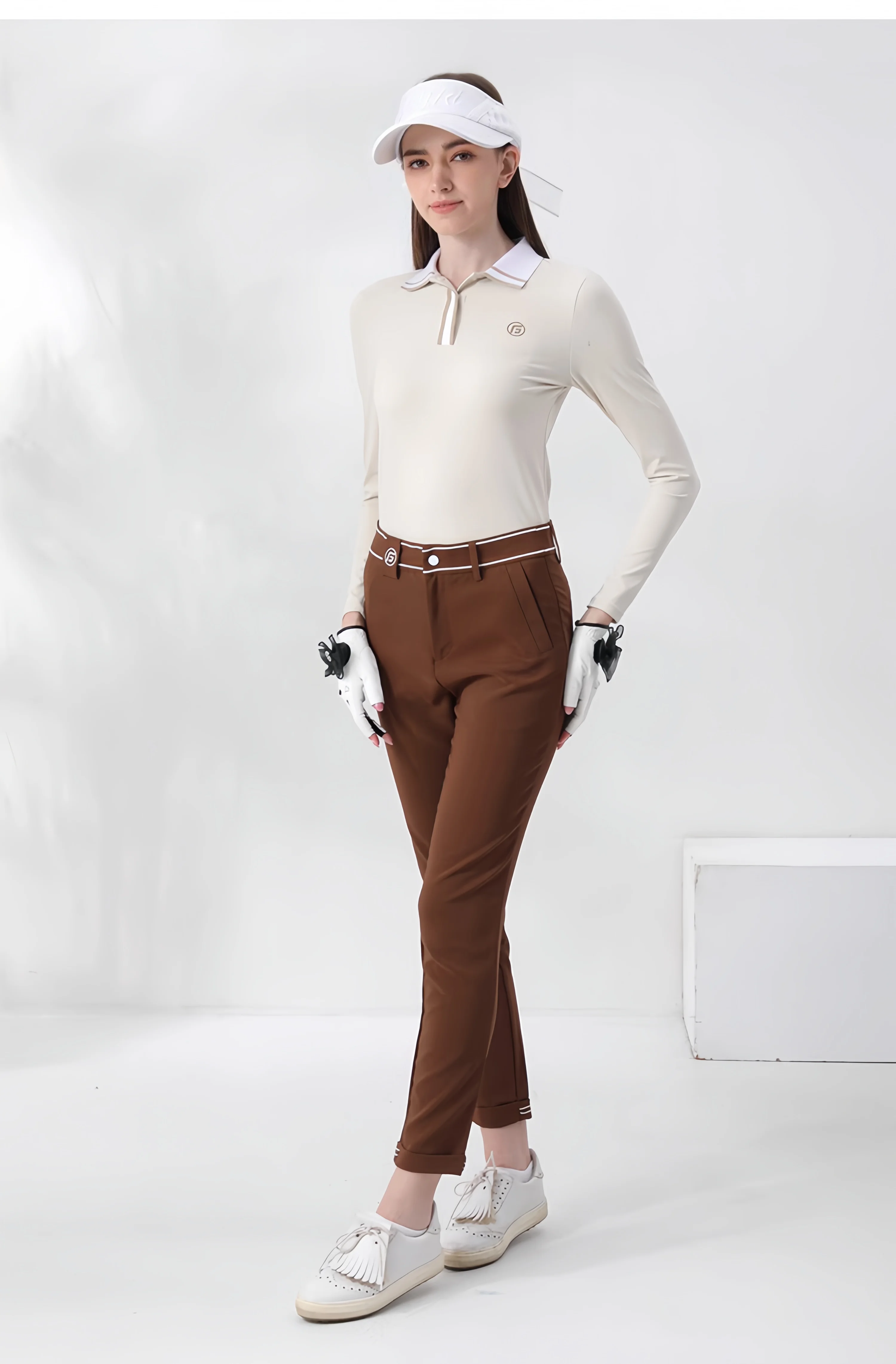 Spring and Autumn New Authentic Golf Women's Long Sleeve Sports Skirt, Tennis Yoga Folding Skirt, Golf Set Pants