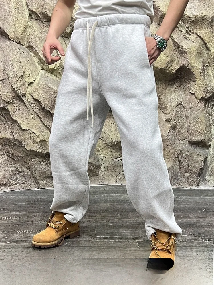 

Thiened Fce Lined Warm Leather Spor Loose Straight Leg Trousers for Men Autumn Winter New Arrival Faionable Casual P...