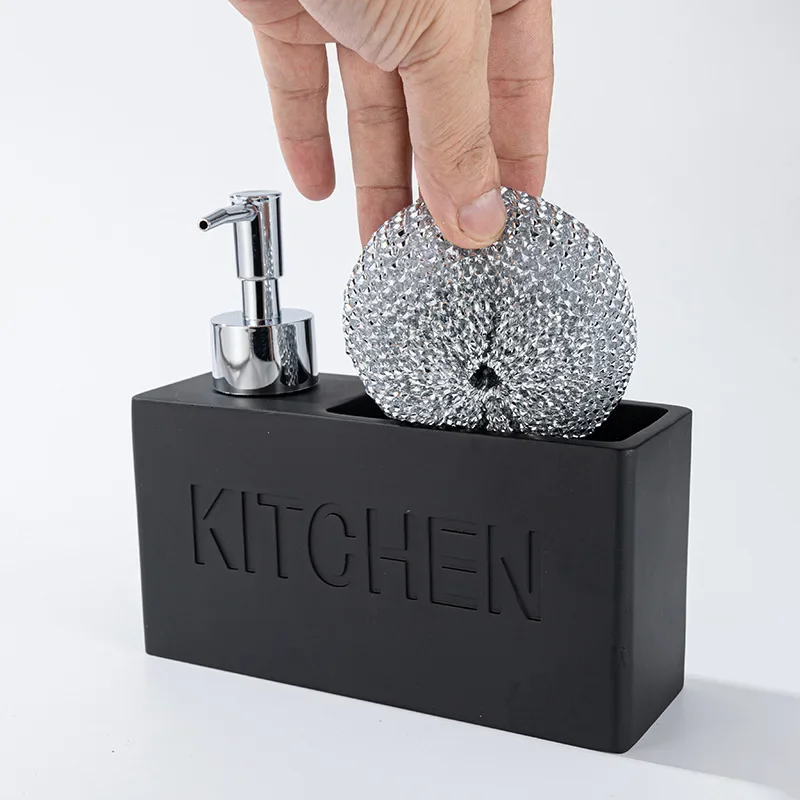 Modern Kitchen Accessories Soap Dispenser Set Liquid Hand Soap Dispenser Pump Bottle Brushes Holds and Stores Sponges Scrubbers