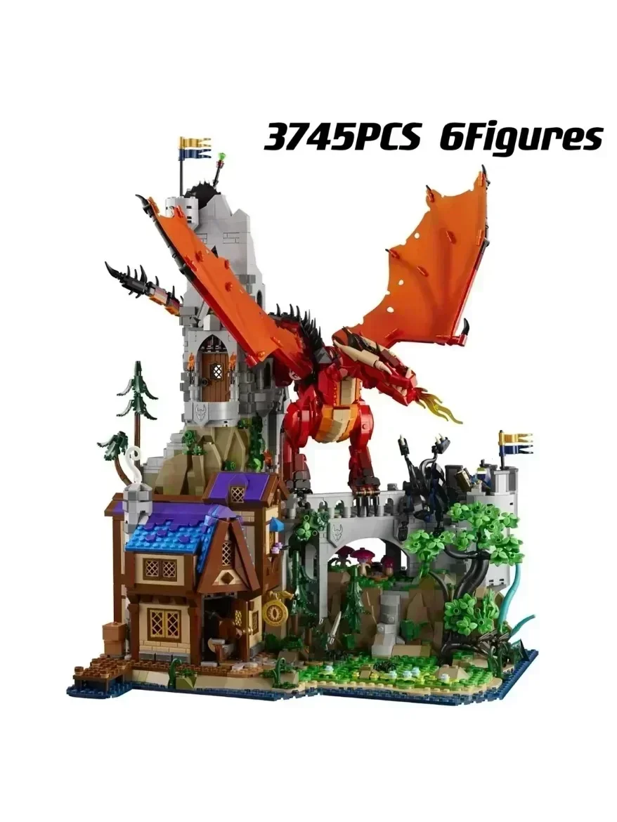 Bloques de construcción de Dragón la leyenda del Dragón Rojo, difíciles de montar, compatibles con 21348, juguetes para niños