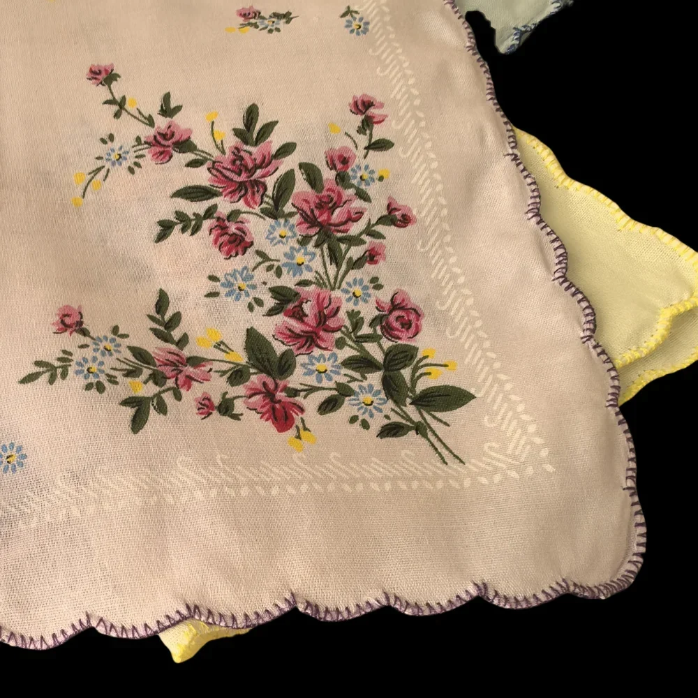 Women's printed all cotton small handkerchief thin 29.5cm, 11.6 inches, pack of 9 strips