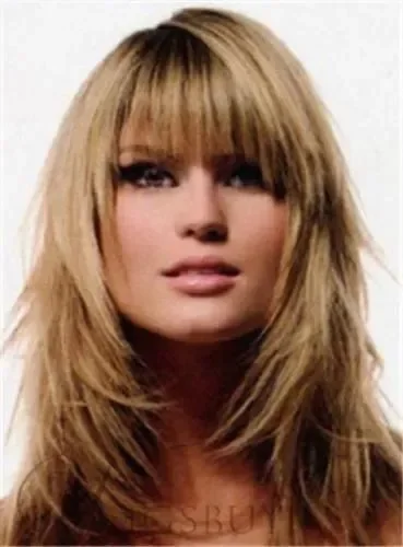 Wigs Layered Style Long Straight Hair Attractive Blonde Wig