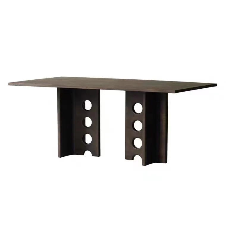 Factory Direct 2026 log wabi-sabi style dining table black vintage desk desk designer ash rectangular workbench conference table