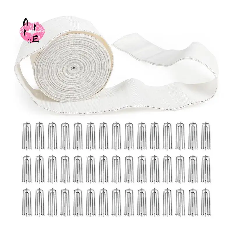 A11E-Curtain Pleat Tape, 10 Meters/11 Yards Pleater Tape For Curtains With 30 Pcs 4 Prongs Curtain Pleat Hooks For Drapes
