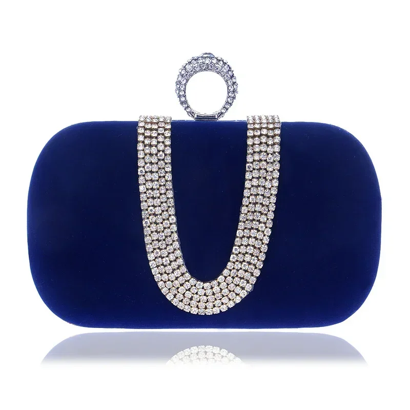 Fashion Evening Bag Retro Ladies Fashion Velvet Banquet Bag Blingbling Solid Clutch Evening Dress Match Diamond Handbags