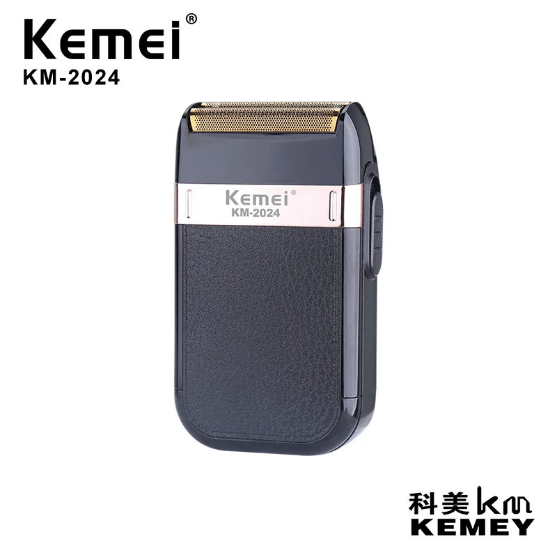 Kemei KM-2024 Electric Beard Shaver Professional Beard Trimmer Mini Face Razors for Shaving Men Leather Covering IPX4 Waterproof