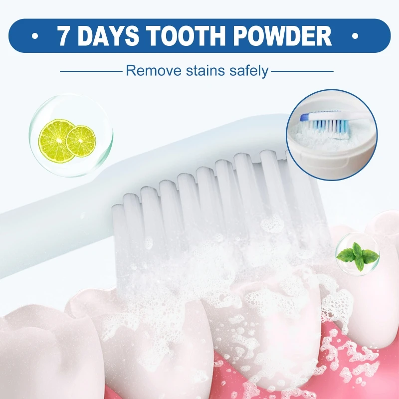 7 Days Teeth Whitening Powder Cleaning Beauty Teeth Remove Yellow Plaque Smoke Stains Fresh Breath Oral Dental Care Tool