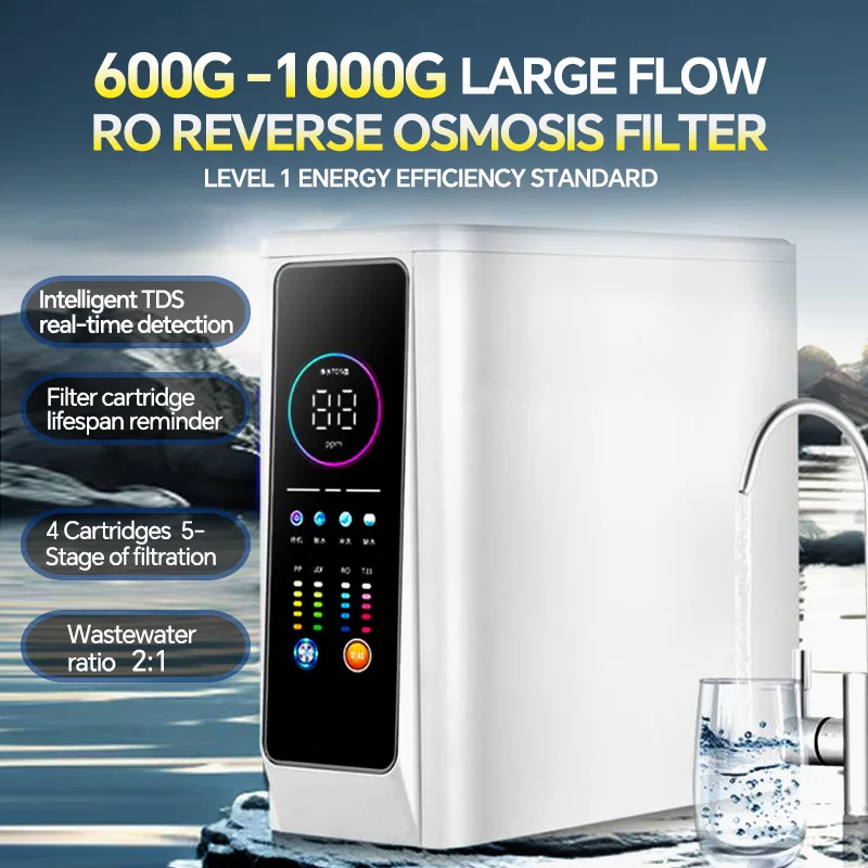 BROVA 1000G Reverse Osmosis Water Filtration System  High Flow Rate Direct Drinking Water Purifier Intelligent real-time TDS det