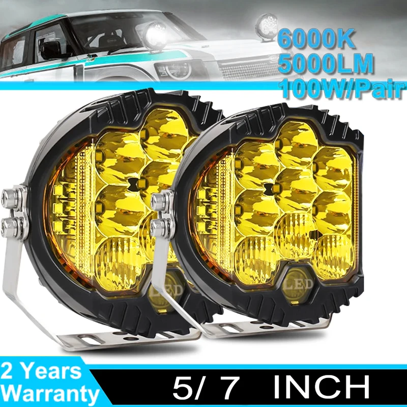 

Off-Road Car LED Headlight 5''/ 7" 1 PCS DRL Hi/Lo Beam 50W 5000LM 9LEDS For Wrangler Offroad Jeep Lada Niva 4x4 UAZ